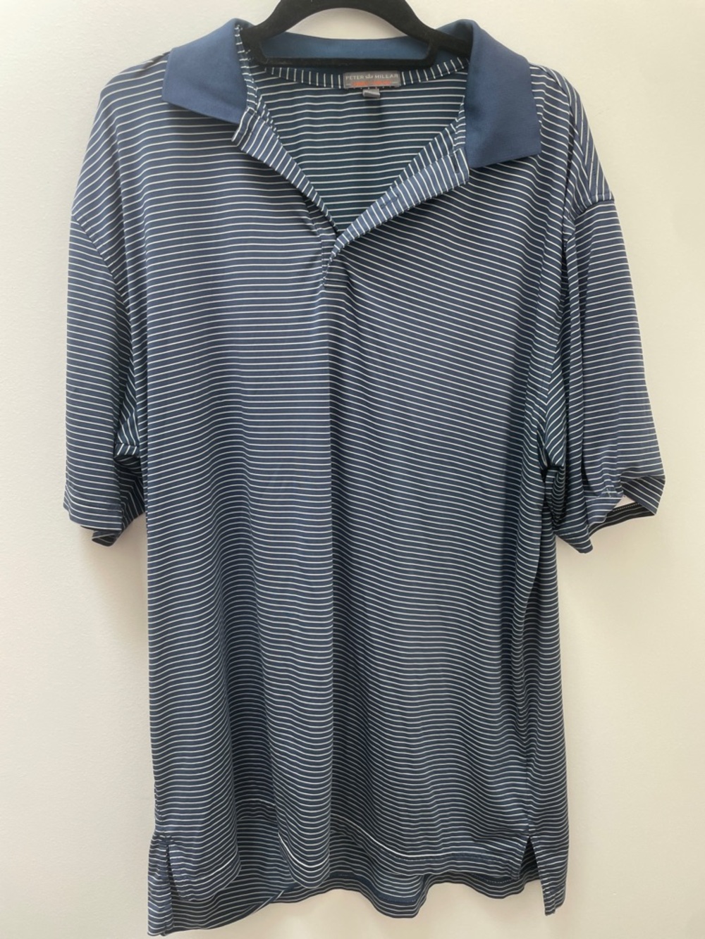 Peter Millar Summer Comfort Blue White Golf Polo Size XL